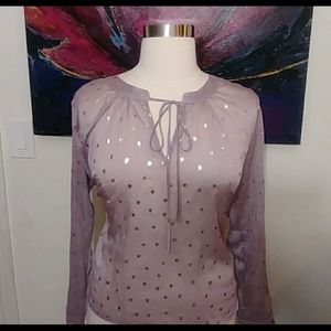 Grey Blouse with Gold Star Print